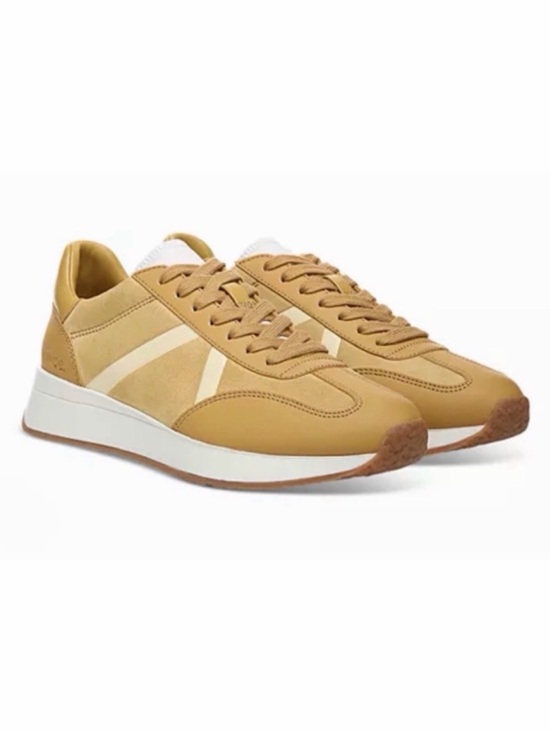 Vince Shoes - VINCE • Mustard Yellow Ohara Leather/Suede Lace-Up Oxford Sneakers, 10